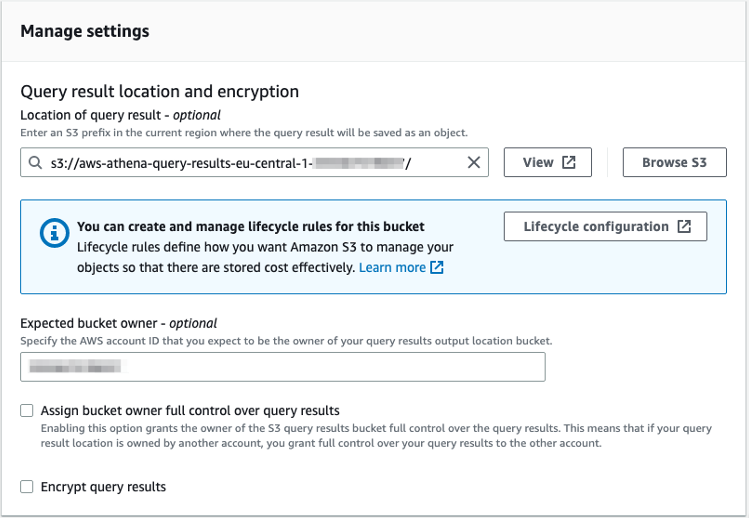 Query result location