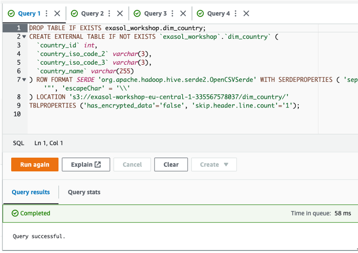 Athena query DDL