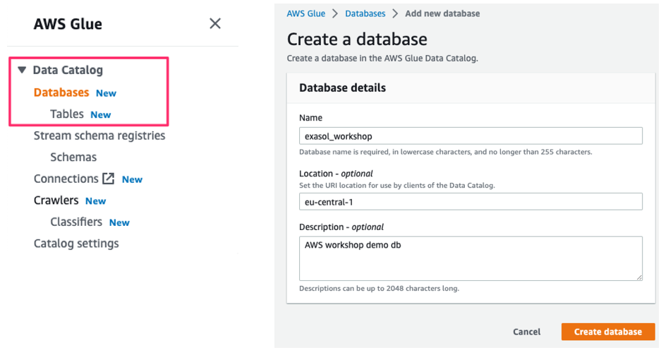 Create a database