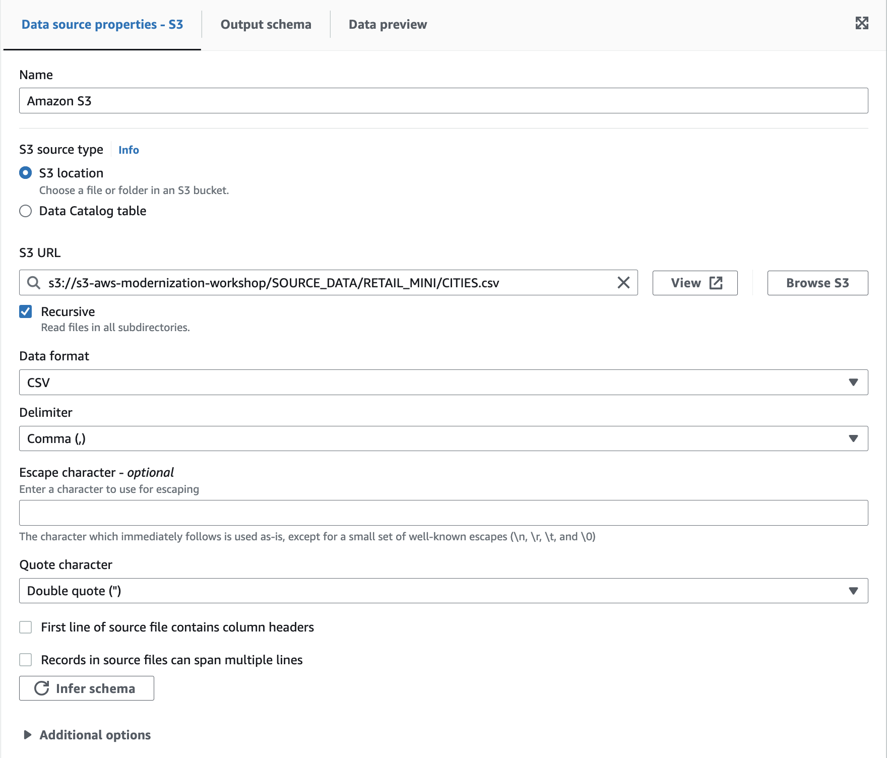 S3 Source Settings